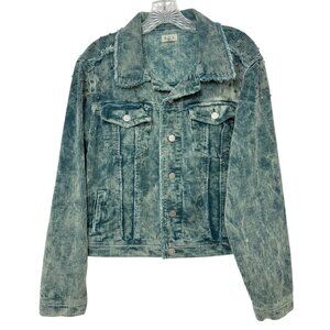 POL Clothing 100% Cotton corduroy studded jacket green blue wash women's size M